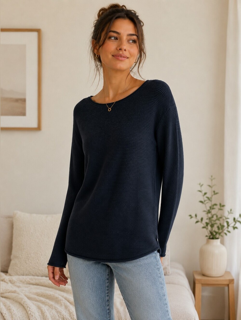 Wilfred Aritzia Black Wool Cashmere Blend Ribbed Knit Sweater